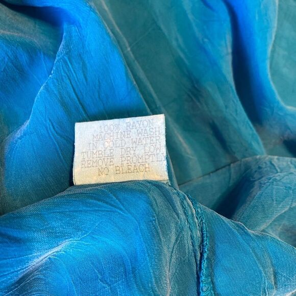 Johnny Was Vintage 90s Maxi T-Shirt Dress Teal Blue Embroidered Women & Children - Picture 14 of 14